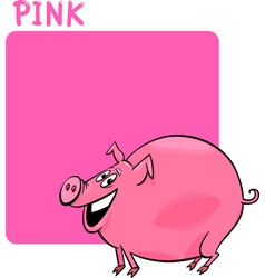 Color Pink and Pig Cartoon vector image