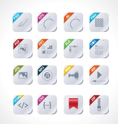 Simple square file labels icon set vector image