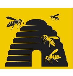 Bees and beehive icon vector image