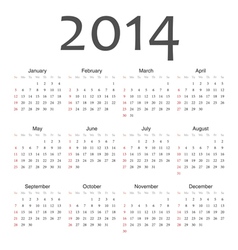 Simple vactor calendar 2014 vector image