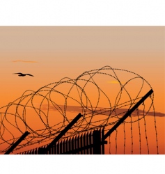 Barbed wire fence vector image
