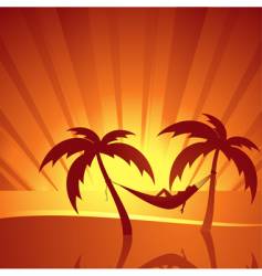 Tropical sunset scene vector image