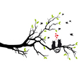 Cats in love on tree vector image