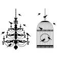 Vintage birdcage and chandelier vector image