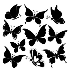 Butterflies black silhouettes vector image