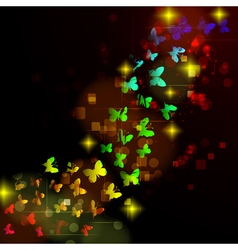 Abstract design with glowing nocturnal butterflies vector image