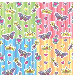 Princess patterns set vector image