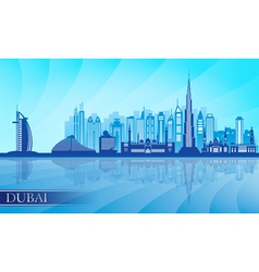 Dubai city skyline detailed silhouette vector image
