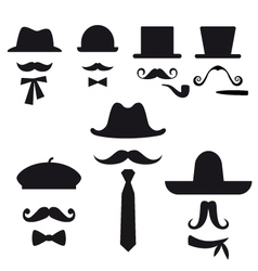 Mustache and hats set vector image