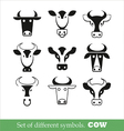 Symbols cow set vector image