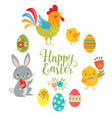 Set of cute easter design elements vector image