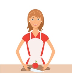 Pretty woman on kitchen vector image