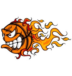 Flaming Basketball Face Cartoon vector image