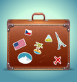 Leather Suitcase with Travel Sticker vector image