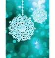 Blue snowflake over bokeh background EPS 8 vector image