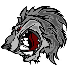 Wolf Mascot Cartoon with Snarling Face vector image