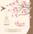 Bird cage hanging from branch vector image