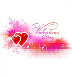 Valentines pixelated background with hearts vector image