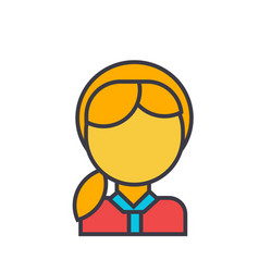 Girl head flat line concept Girl head flat line concept vector image