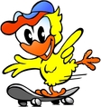 Hand-drawn of an cute baby chicken on skateboard vector image