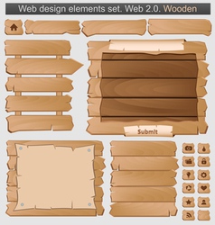 Wooden web elements set vector image
