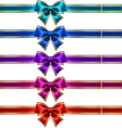 Set of silk bows with ribbons and golden edging vector image