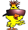 Hand-drawn of an smart chicken with cool sunglass vector image