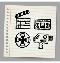Black movie icon doodle set vector image