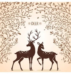 Deer trees vector image