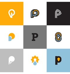 Set of letter P logo templates vector image