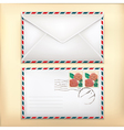 White envelop with rose stamp vector image