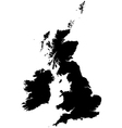 Silhouette map of the United Kingdom and Ireland vector image