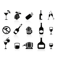 Black drinks and beverages icons vector image
