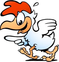 Hand-drawn of an hen running and pointing vector image