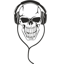 Skull in stereo ear-phones vector image