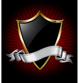 Black shield and silver ribbon vector image