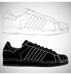 Black and white sneakers set vector image