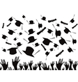 Students graduating and tossing caps vector image