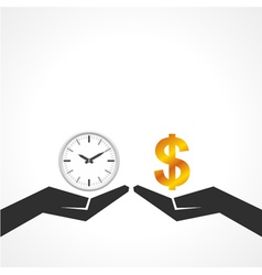 Hand hold dollar and clock symbol to compare vector image
