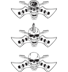 Skull with crossed guitars vector image