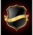 Black and gold shield and ribbon vector image