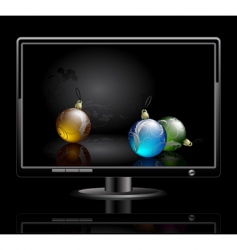 LCD panel with Christmas baubles vector image