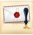 Envelope and Rad wax with Wax seal stamp vector image