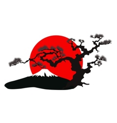 Japanese landscape silhouette vector image