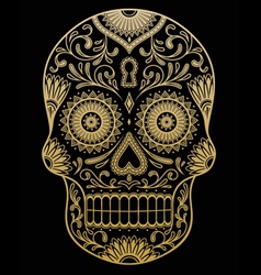 Ornate One Color Sugar Skull vector image