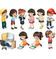 Different activities of young women vector image