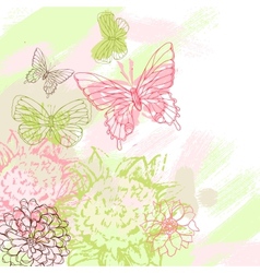 Colorful grunge background with butterfly vector image