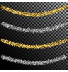 Christmas tree tinsel Gold and silver decoration vector image