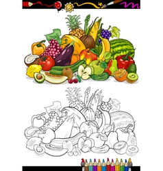 Fruits and vegetables for coloring book vector image