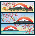 Set of horizontal banners japanese style vector image